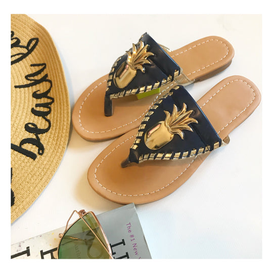 Pineapple Flip Flops - Navy