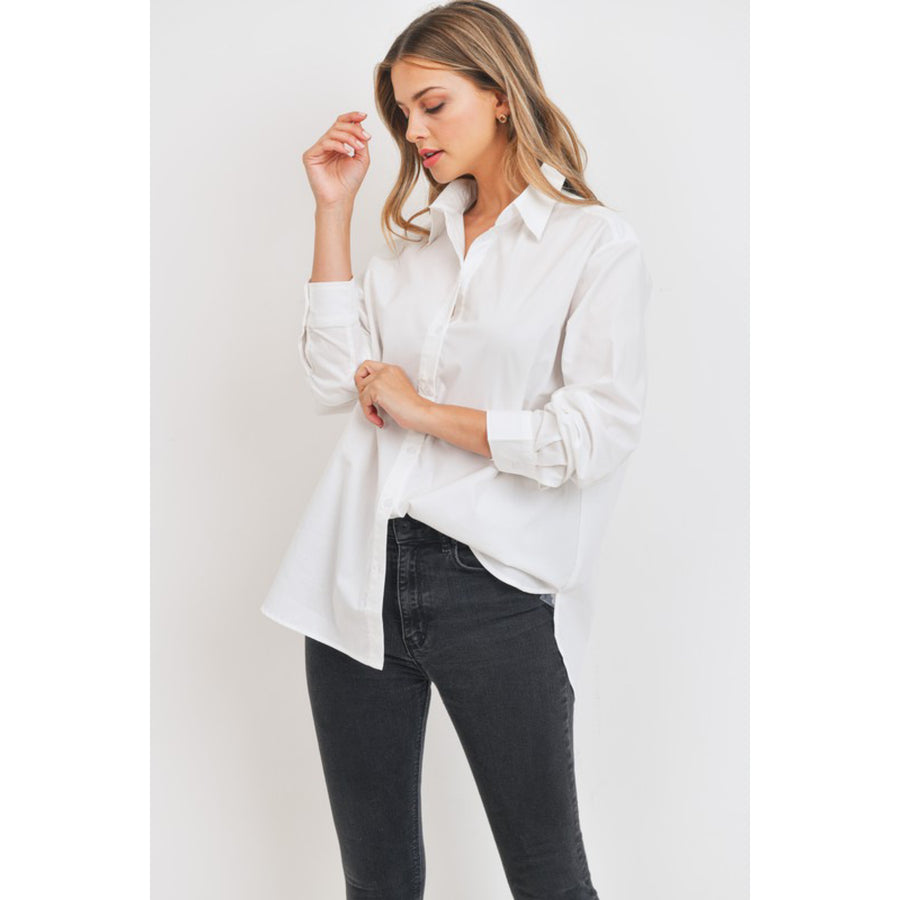 Oversized White Button Down Top 