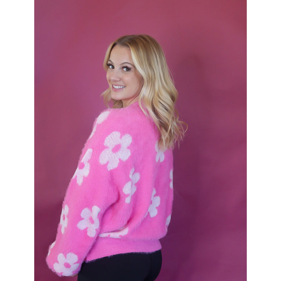 Hot Pink Daisy Sweater