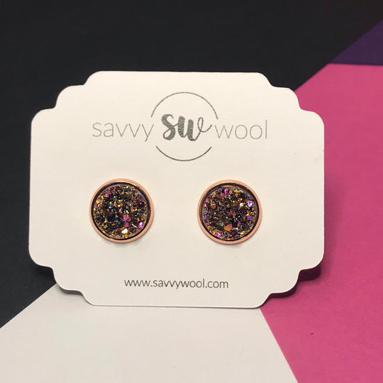 12MM Druzy Earrings - Sunset