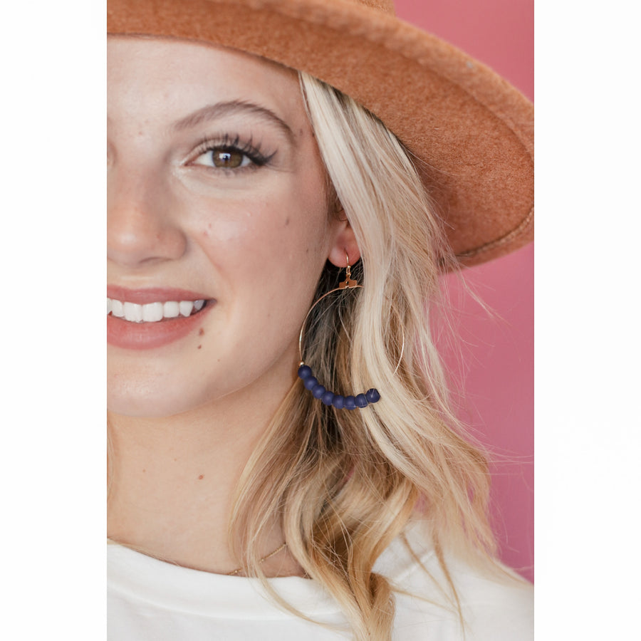 Arizona Statement Earrings - In Navy