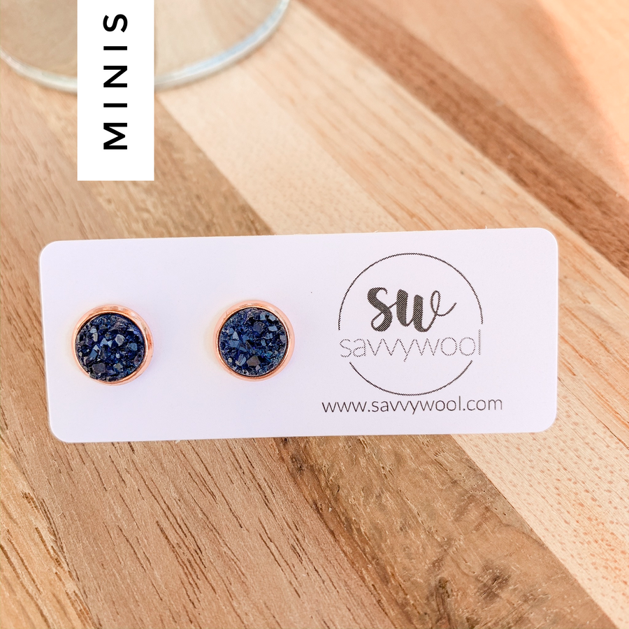 8MM Druzy Earrings - Midnight