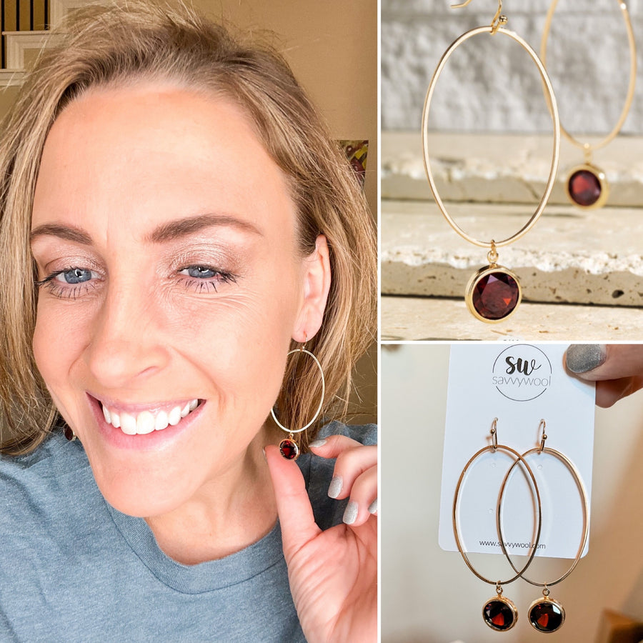 January Garnet Drop Statement Earrings