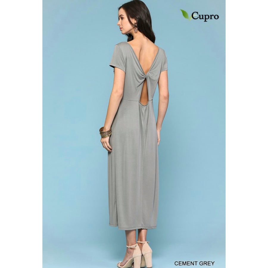 Open Back Midi Dress - Cement Gray