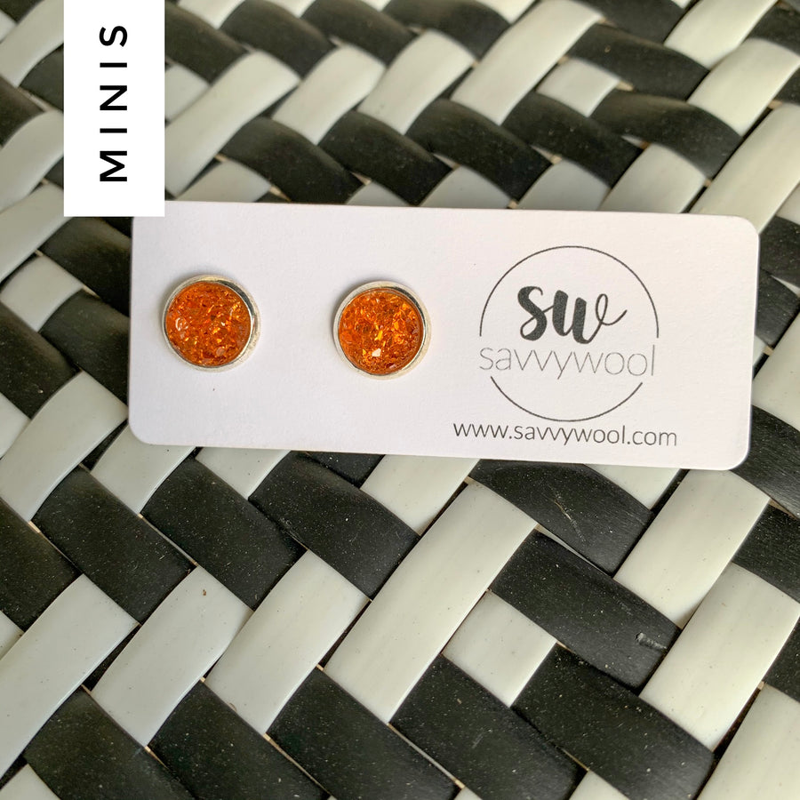 8MM Druzy Earrings - Orange