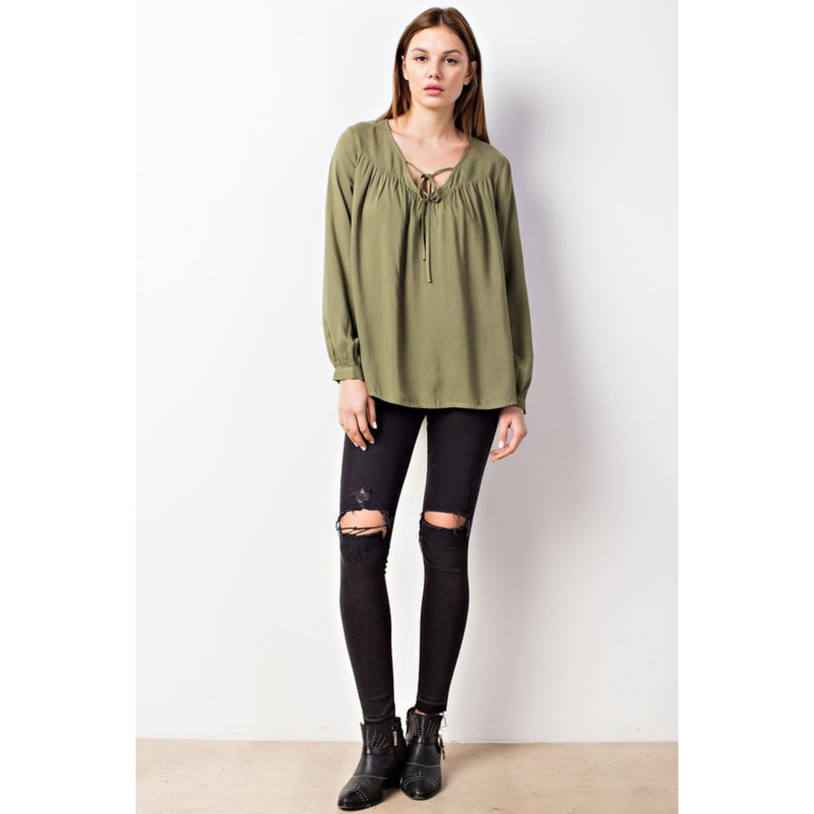 Flowy Boho Blouse - Olive