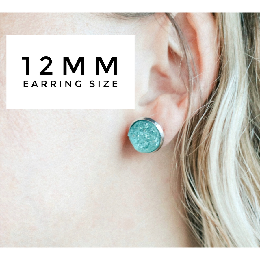 12MM Druzy Earrings -  Flamingo