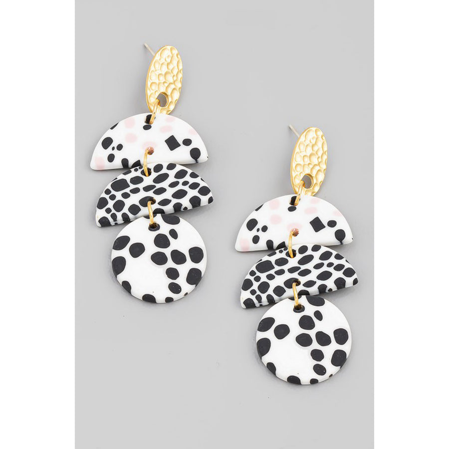 Geo Semi Circle Shape Drop Earrings