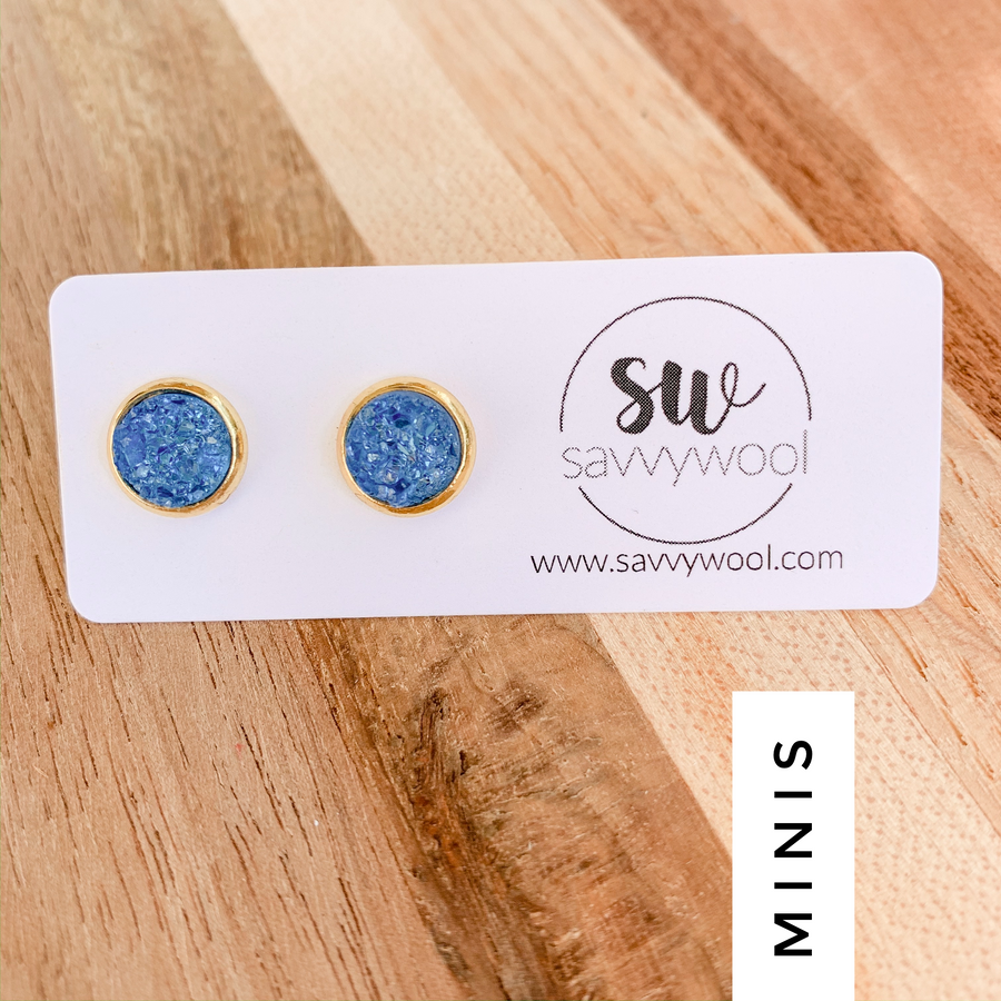 8MM Druzy Earrings - Ocean