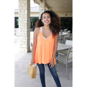 Peplum Tank - Neon Orange