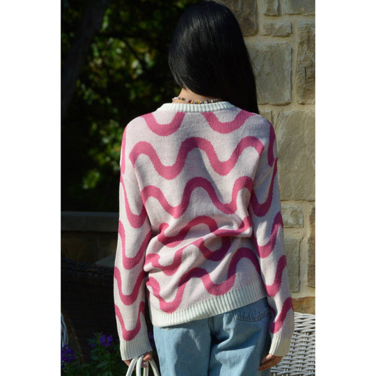 Pink Waves Sweater Pullover