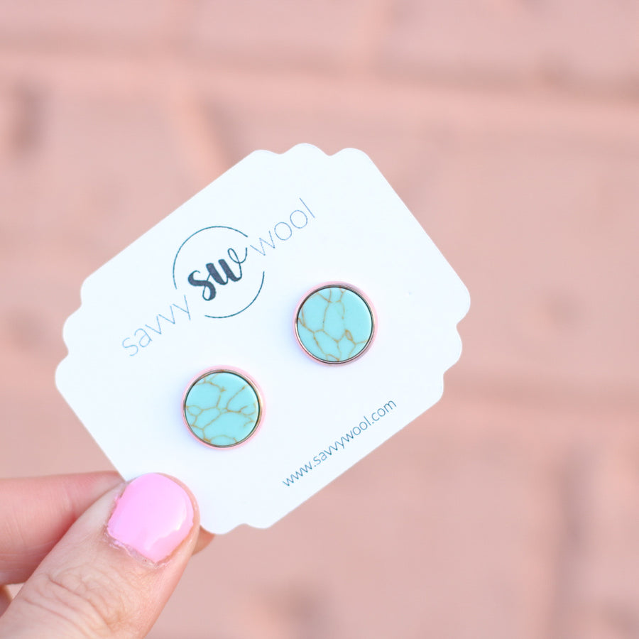 Savvy Studs - Marbled Turquoise I