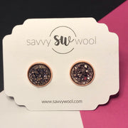 12MM Druzy Earrings - Rose Gold