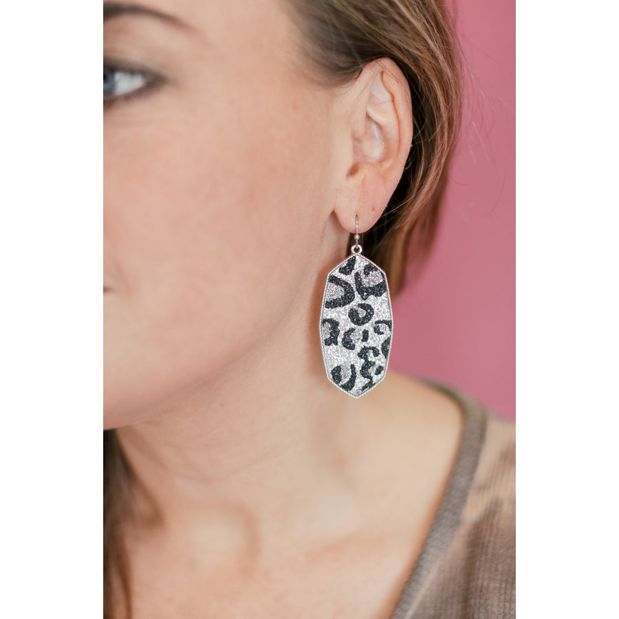 Glitter Leopard Statement Earrings