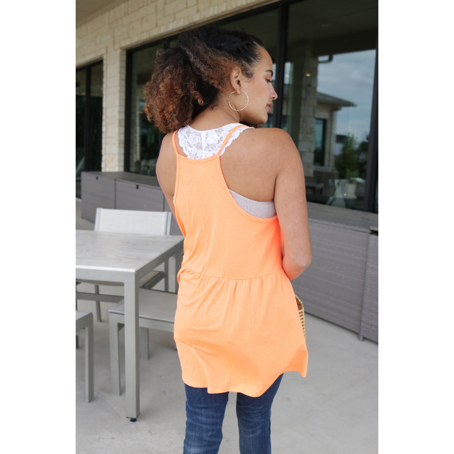 Peplum Tank - Neon Orange