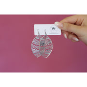 Metal Leaf Arch Statement Earrings - Silver