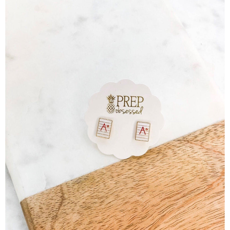 Teacher Appreciation Stud Earrings - A+