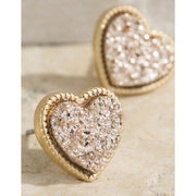 Heart Faux Druzy Stud Earrings