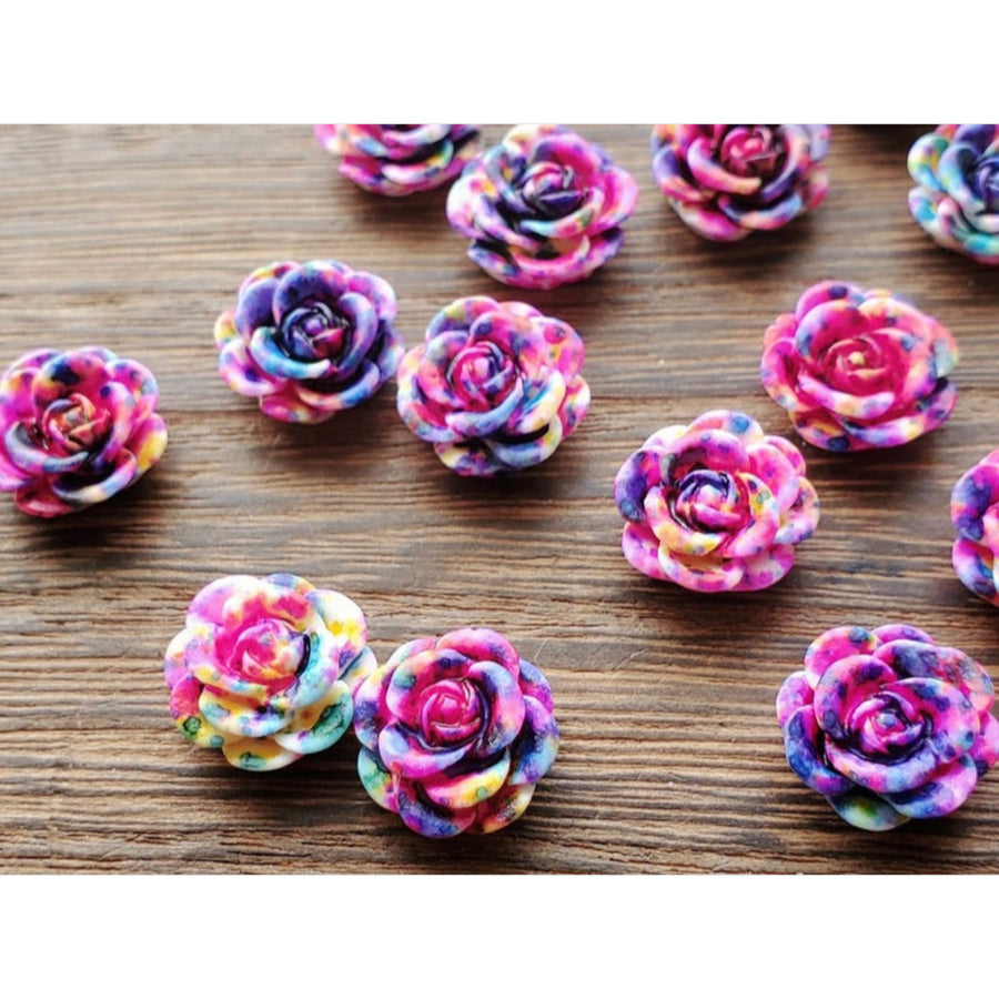 12MM Druzy Earrings -  Painted Flower