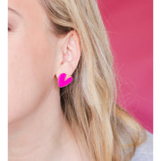 Magenta Heart Stud Earrings