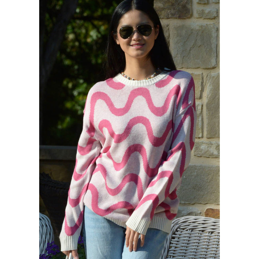 Pink Waves Sweater Pullover