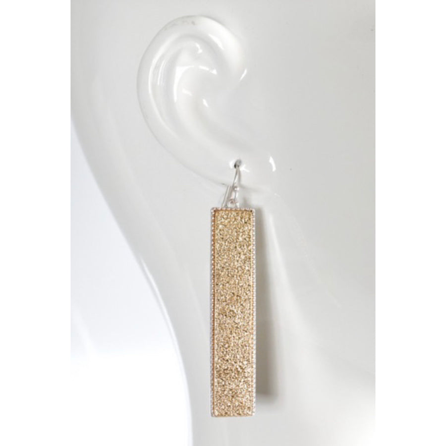 Bar Dangle Hook Earrings - Bronze & Gold