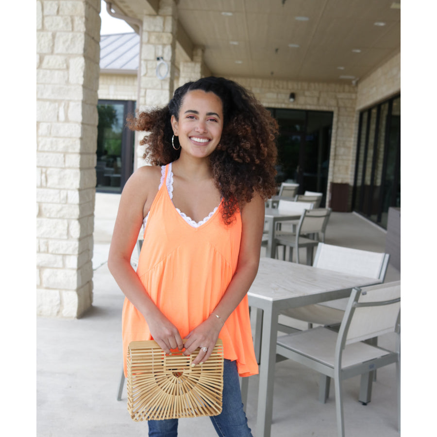 Peplum Tank - Neon Orange