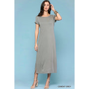 Open Back Midi Dress - Cement Gray