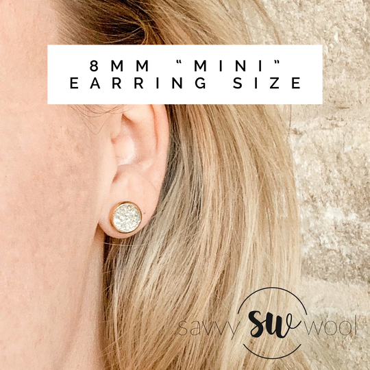8MM (Minis) Druzy Stud Earrings - Crystal