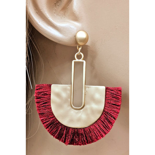 Wine Statement Gold Tassel Earring