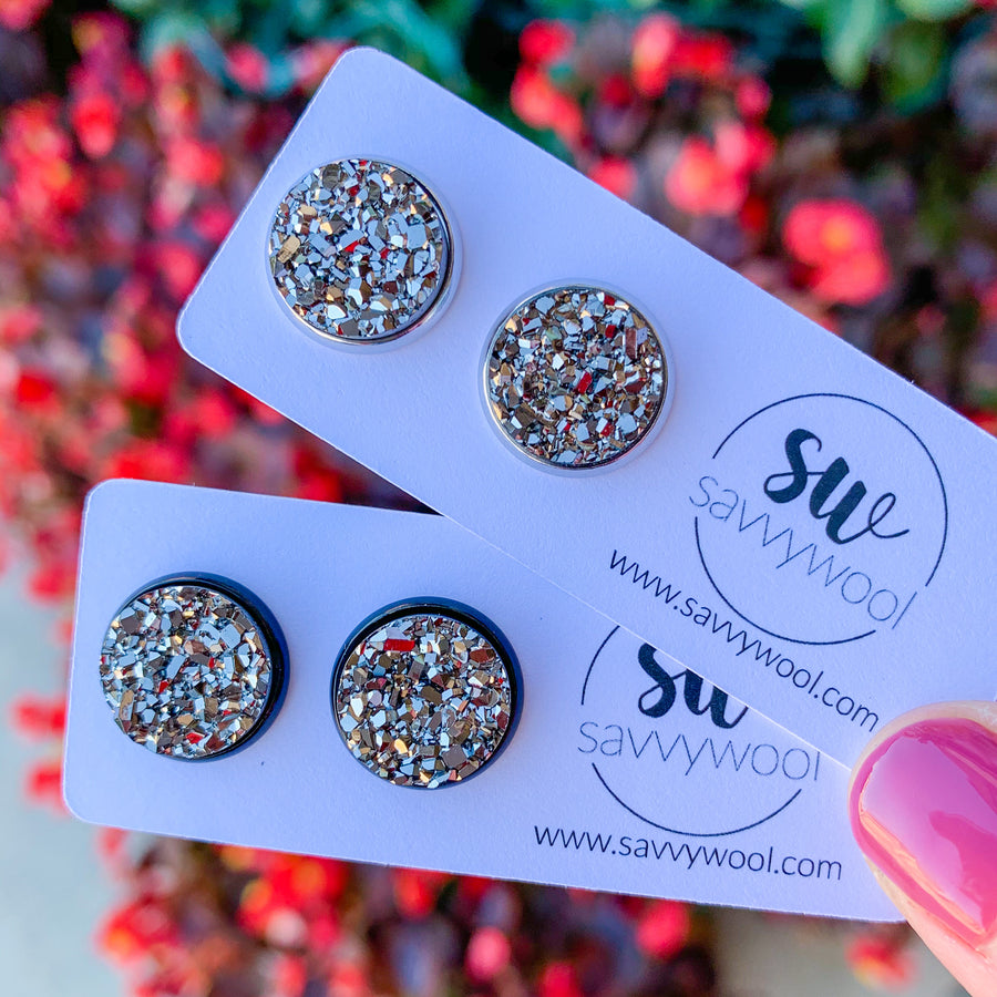 12MM (Bigs) Druzy Earrings - Stardust