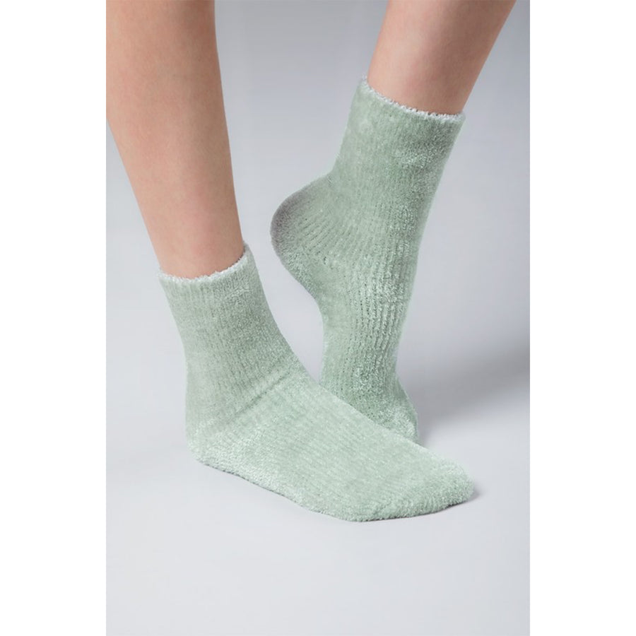 Plush Chenille Socks - Wine and Mint