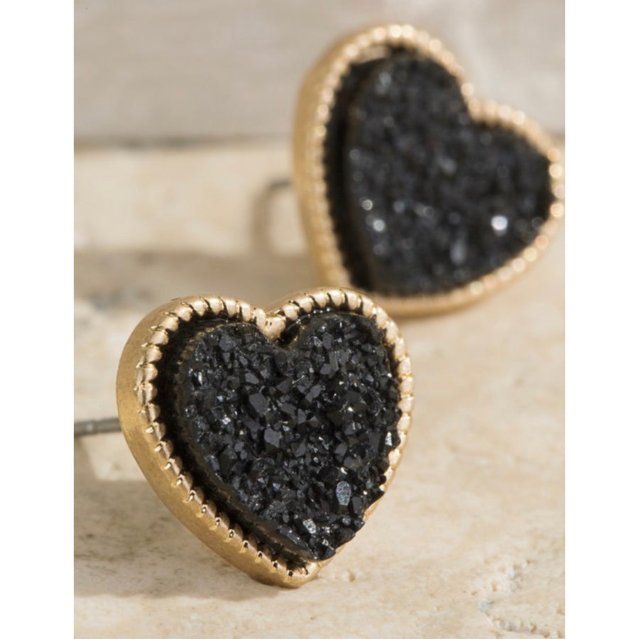 Heart Faux Druzy Stud Earrings