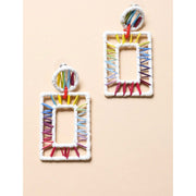 Raffia Rectangular Statement Earrings