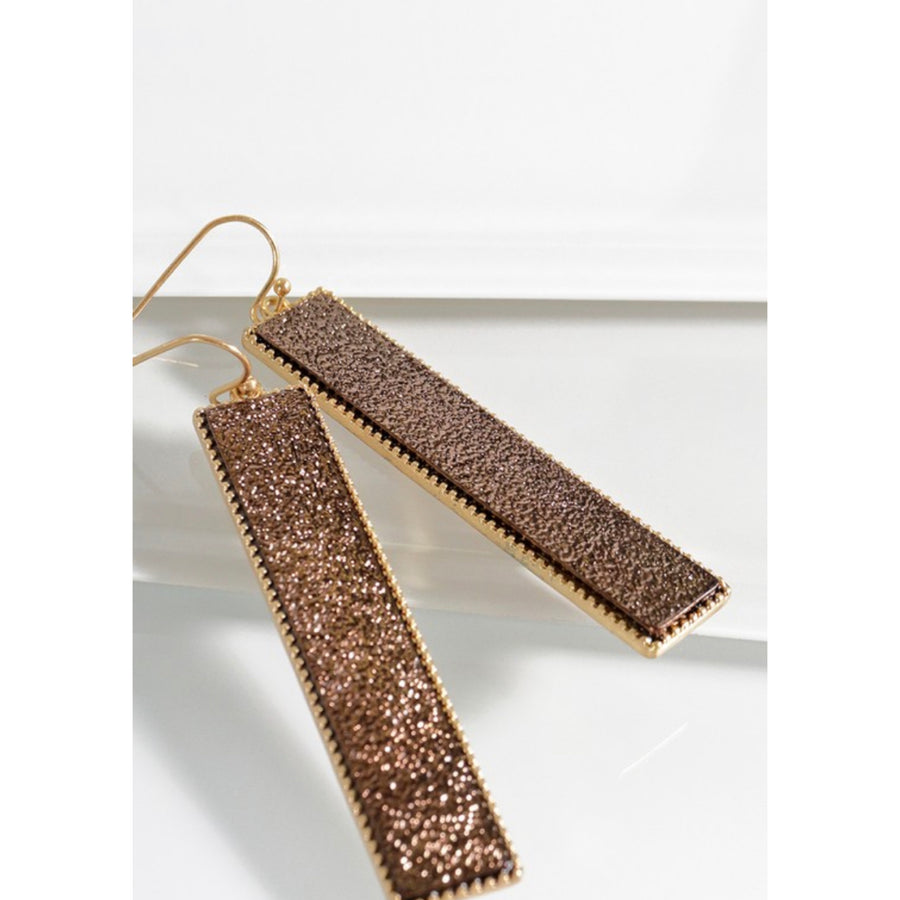 Bar Dangle Hook Earrings - Bronze & Gold