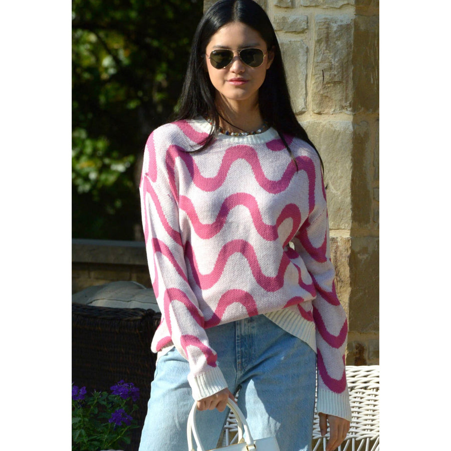 Pink Waves Sweater Pullover