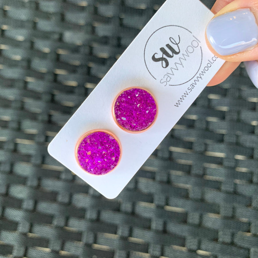 Druzy Earrings -  Crystal Purple (Bigs only)