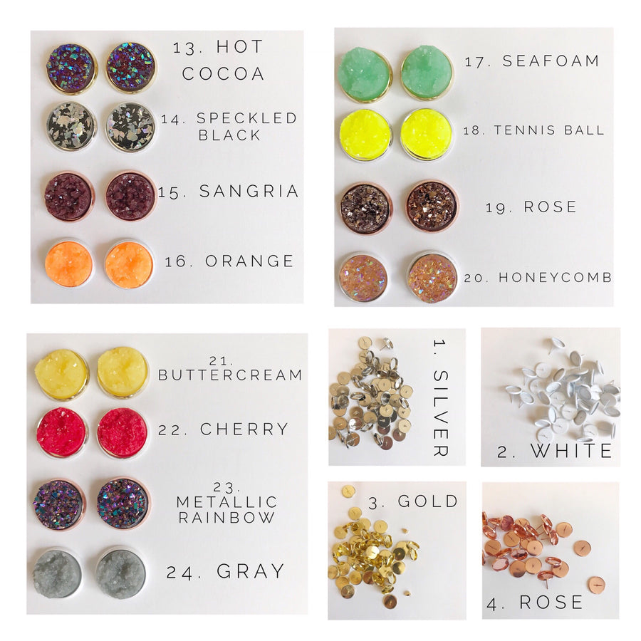 12MM Druzy Earrings Options 13-24