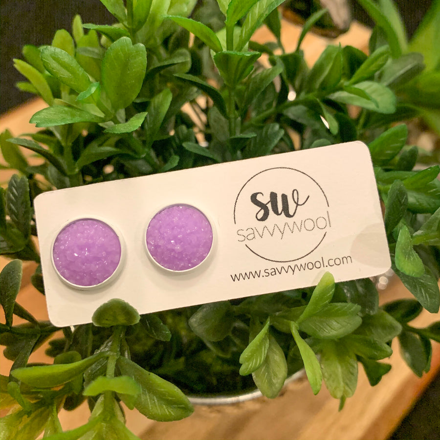 12MM Druzy Earrings - Lavender (rounded)