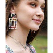 Raffia Rectangular Statement Earrings