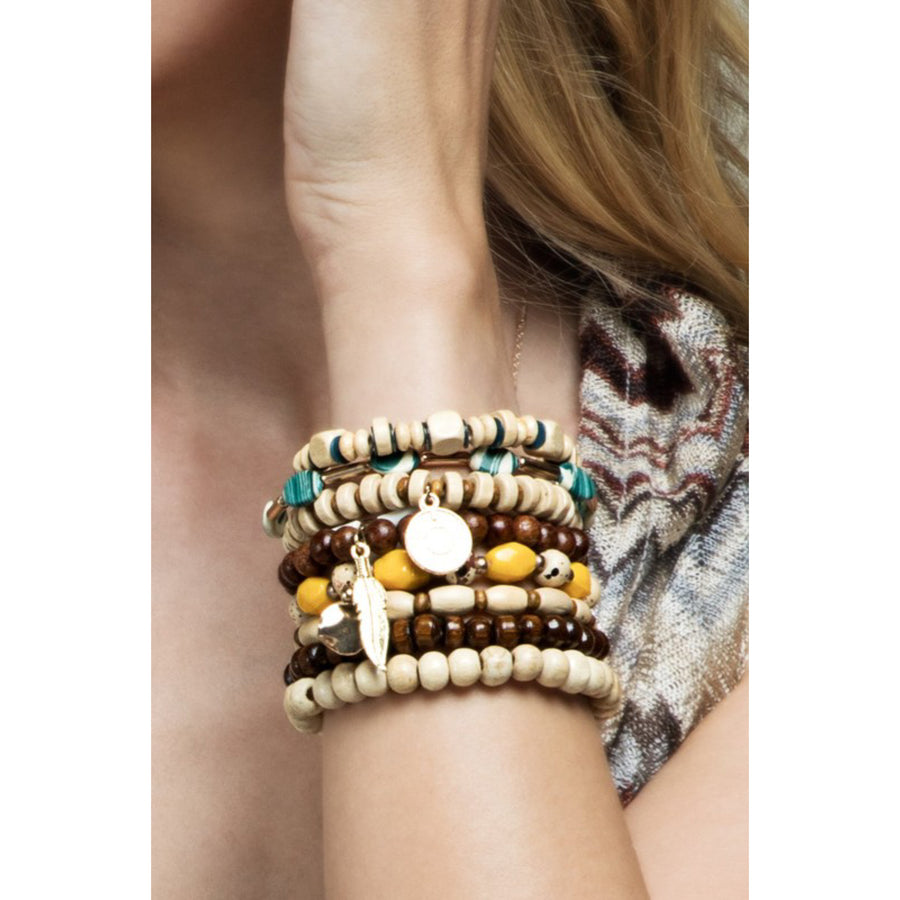 Simple Stacking Bracelets - Gold/Browns