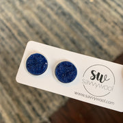 12MM Druzy Earrings - Navy