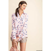 Button Down Blouse - Cotton Candy Pink