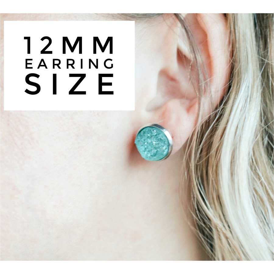 12MM Druzy Earrings - Snake Skin