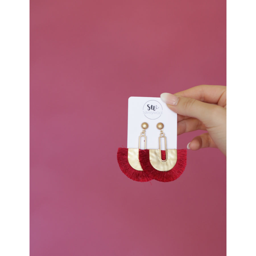Wine Down Fall Fan Statement Earrings