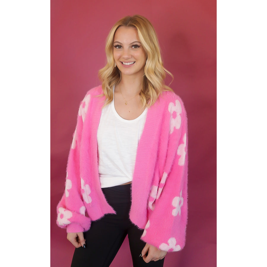 Hot Pink Daisy Sweater