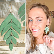 Mint Leaf Wood Earrings