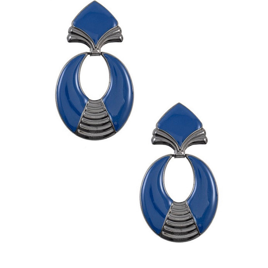 Blue Spade Statement Earrings