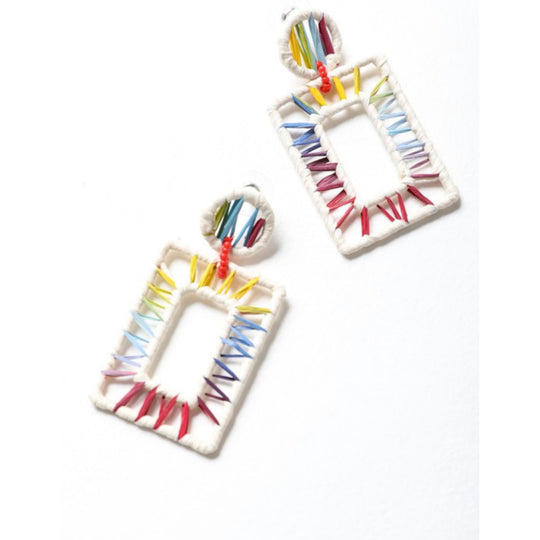 Raffia Rectangular Statement Earrings