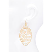 Metal Leaf Arch Statement Earrings - Silver